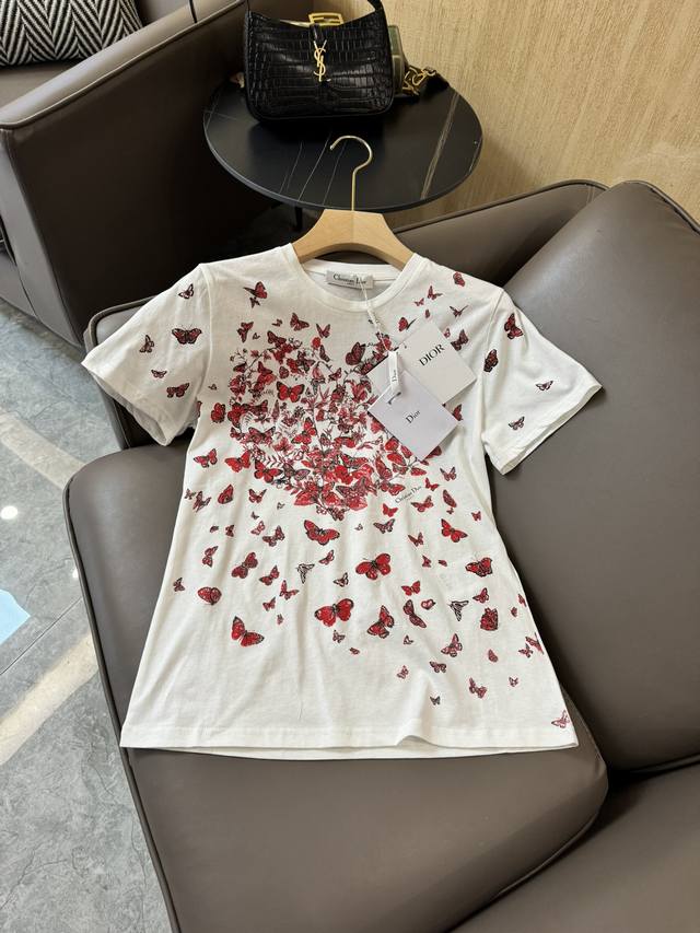 新款t恤 Dior 超级大爆款 蝴蝶系列 红色蝴蝶短袖t恤 Sml